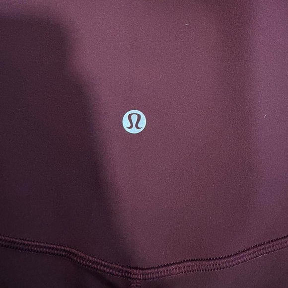 Lululemon Athletica Peloton Maroon Leggings with Multicolor Logo LIKE NEW - Picture 3 of 7